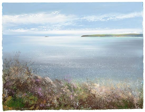 A pearl grey sea, Godrevy by Amanda Hoskin
