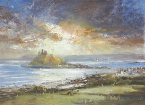 Sunset through heavy cloud by David Rust