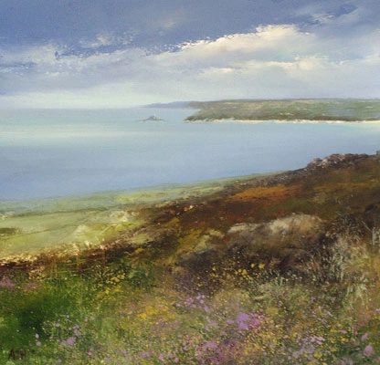 A view towards Godrevy Lighthouse from Bells Hill -Zennor by Amanda Hoskin