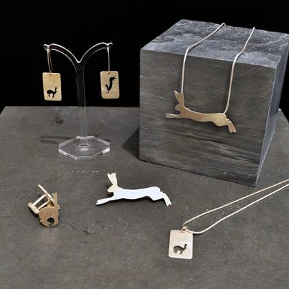 Pierced hare earings / pendant from £47 - Hare cufflinks from £75 - Large hare pendant from £59 by Emma Ginnever