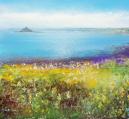 Beautiful field of daffodils, looking towards St Micheals Mount by Amanda Hoskin
